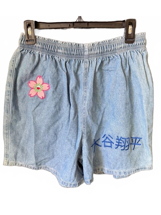 Pants - Shohei Ohtani Dodgers Sakura Embroidered Denim Shorts Y2K Light Wash Medium